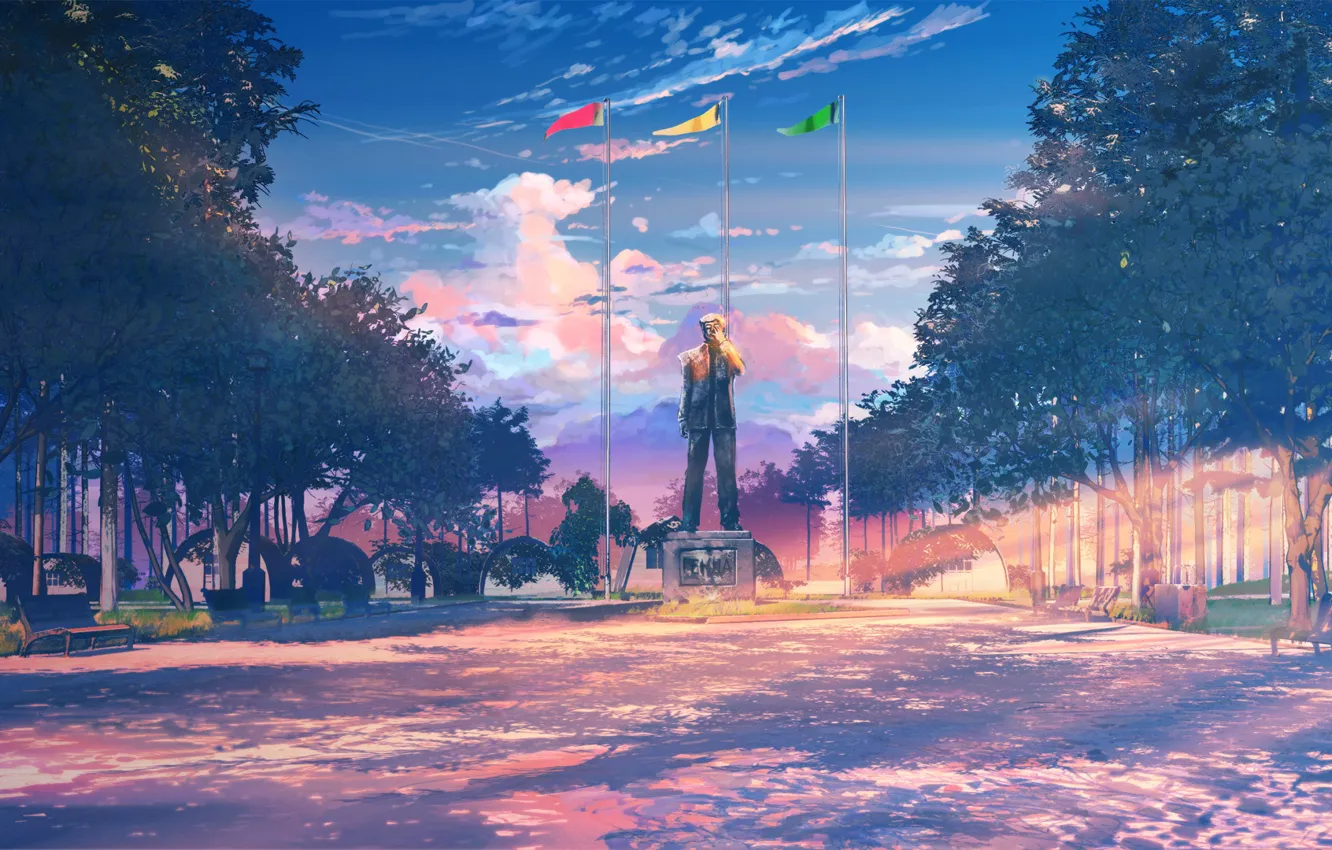 Photo wallpaper monument, camp, everlasting summer, endless summer, iichan-eroge