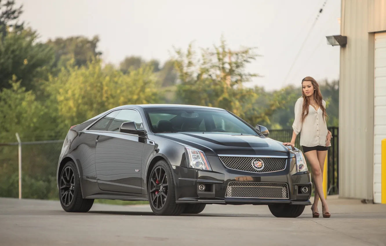 Photo wallpaper auto, Cadillac, Girls, beautiful girl, posing on the car, LindaTom