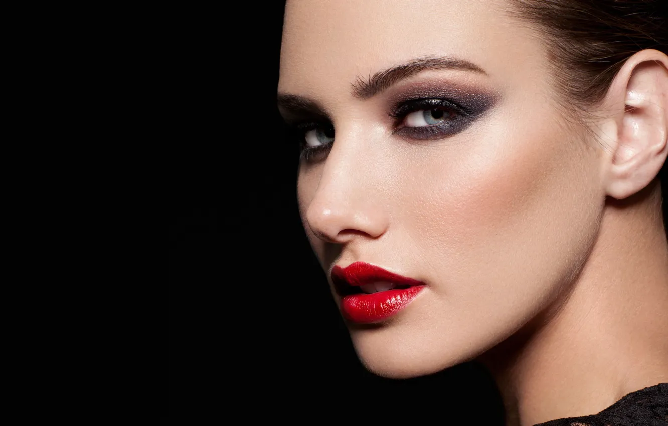 Photo wallpaper girl, face, makeup, lips, Emily Doyle