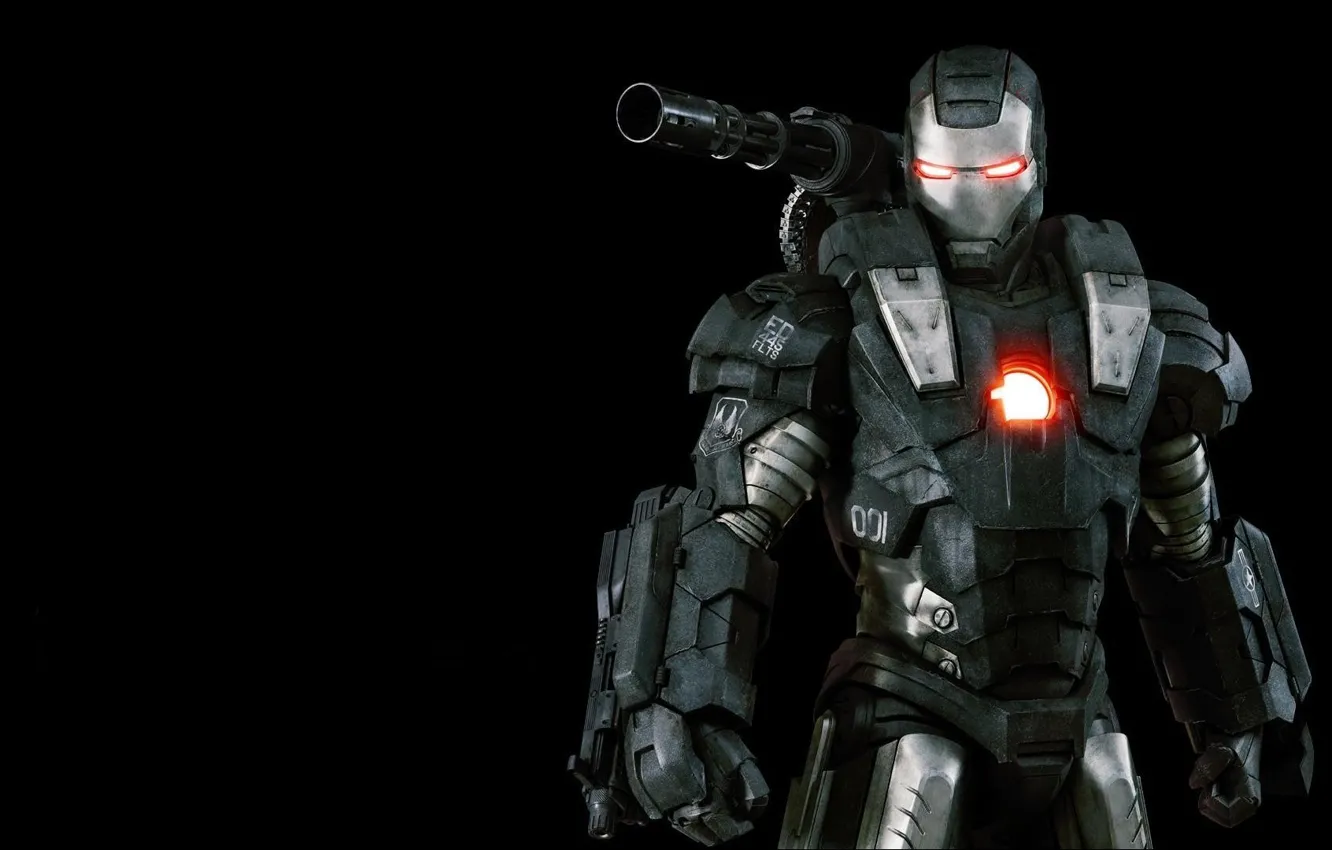 Photo wallpaper cinema, metal, gun, soldier, armor, weapon, Iron Man 2, power