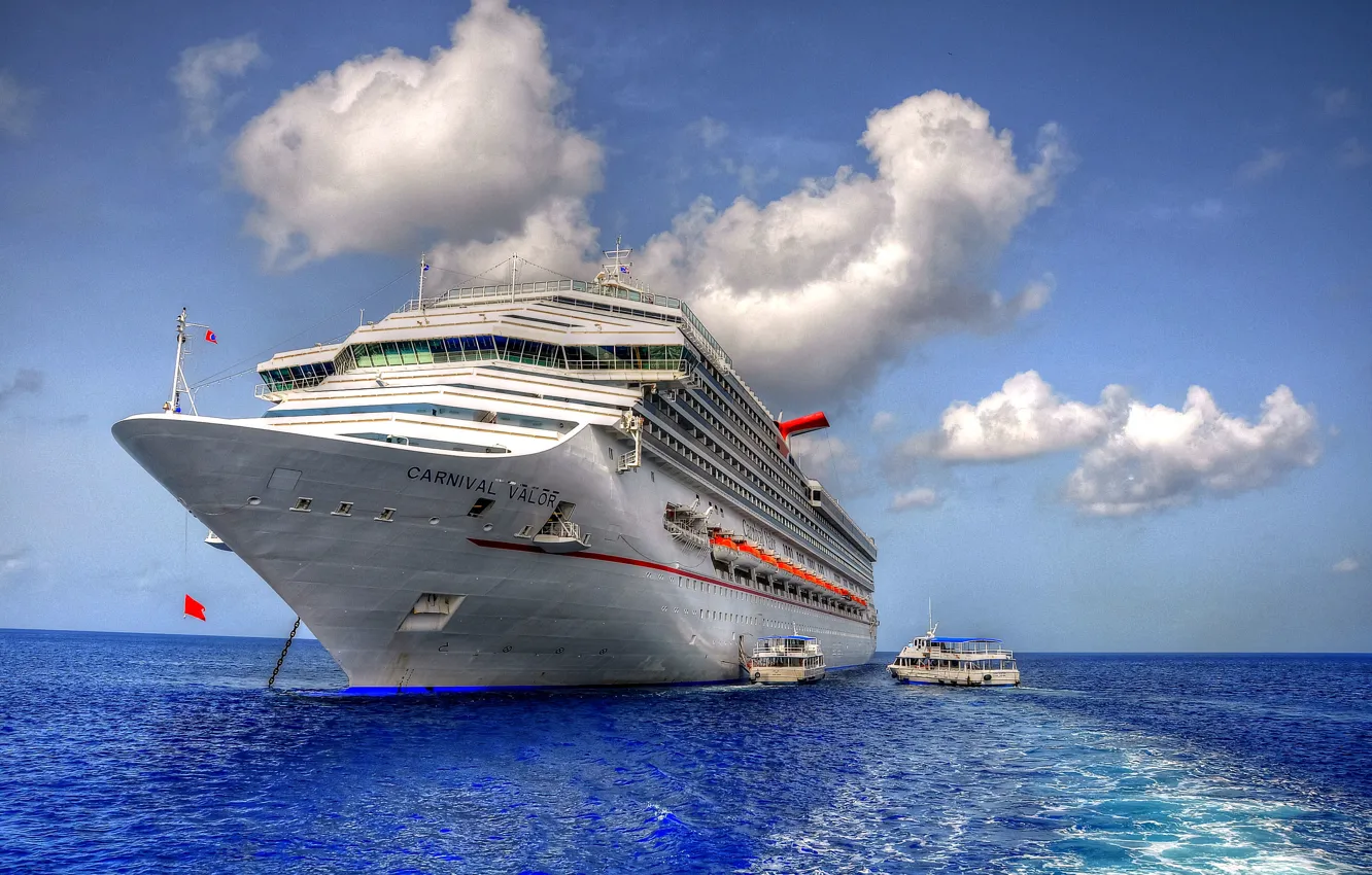Photo wallpaper sea, the sky, clouds, ship, liner, cruise
