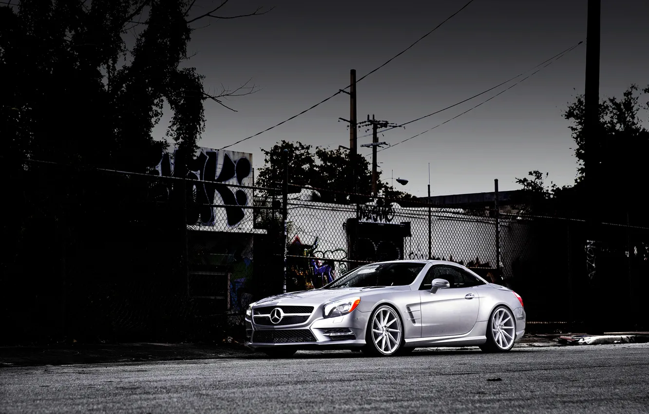 Photo wallpaper Mercedes-Benz, Mercedes, SL-class, silvery, SL 550