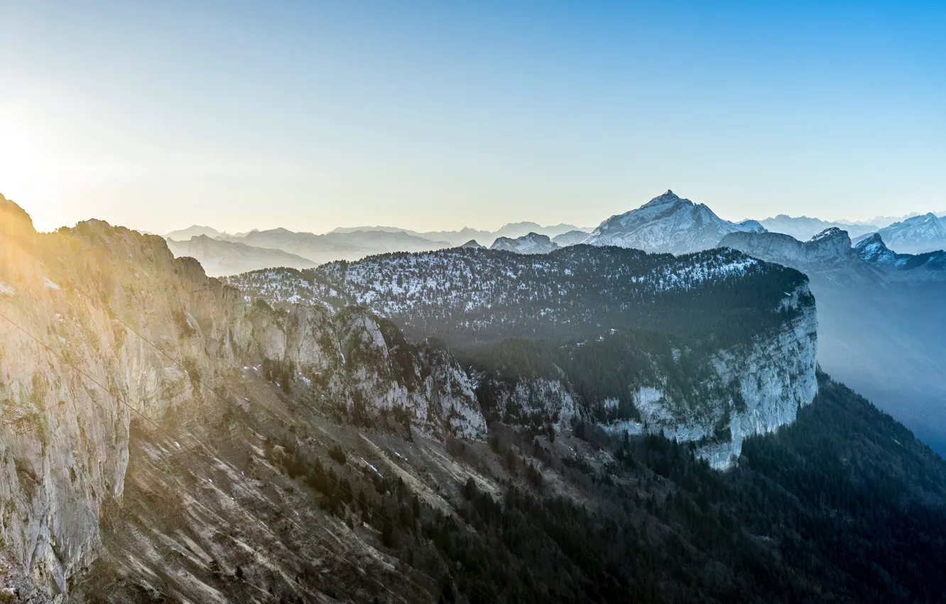 Photo wallpaper France, morning, plateau, Saint Clair, Parmelan, Dingy