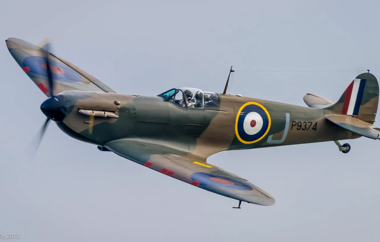 Photo wallpaper retro, the plane, fighter, pilot, parade, Supermarine Spitfire