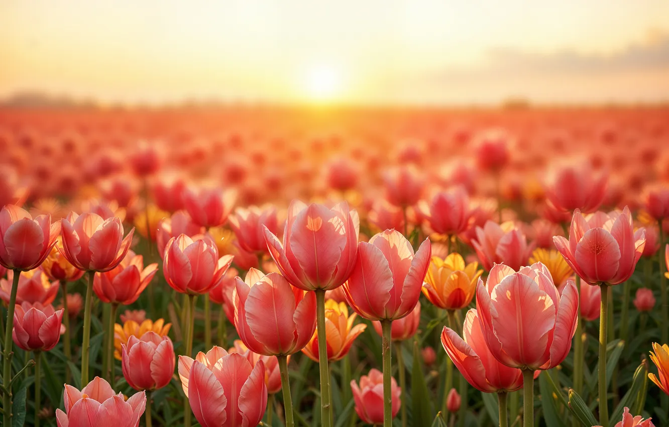 Photo wallpaper flowers, spring, colorful, meadow, tulips, blossom, flowers, tulips