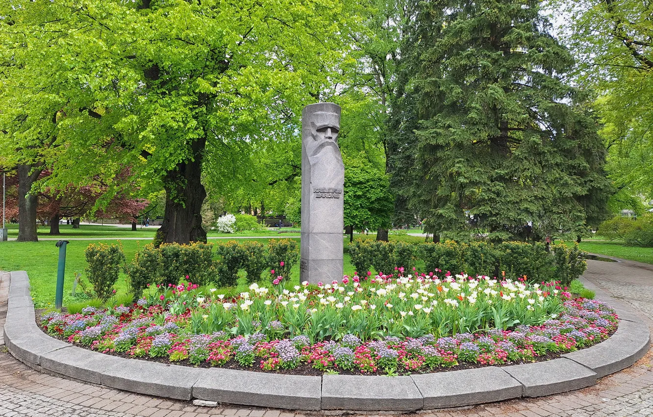 Photo wallpaper Parks in Latvia, Monument to Krisjanis Barons, Wallpapers Latvia, Riga monuments