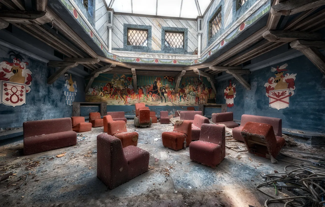 Photo wallpaper background, chair, hall