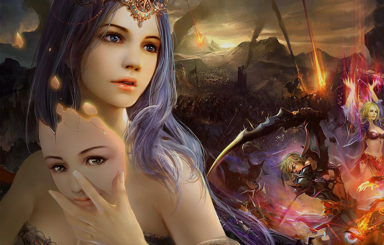 Photo wallpaper girl, decoration, weapons, mask, battle, the battle, Princess. war