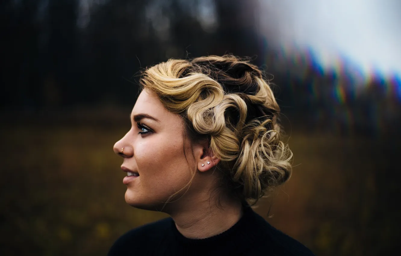 Photo wallpaper girl, face, piercing, profile