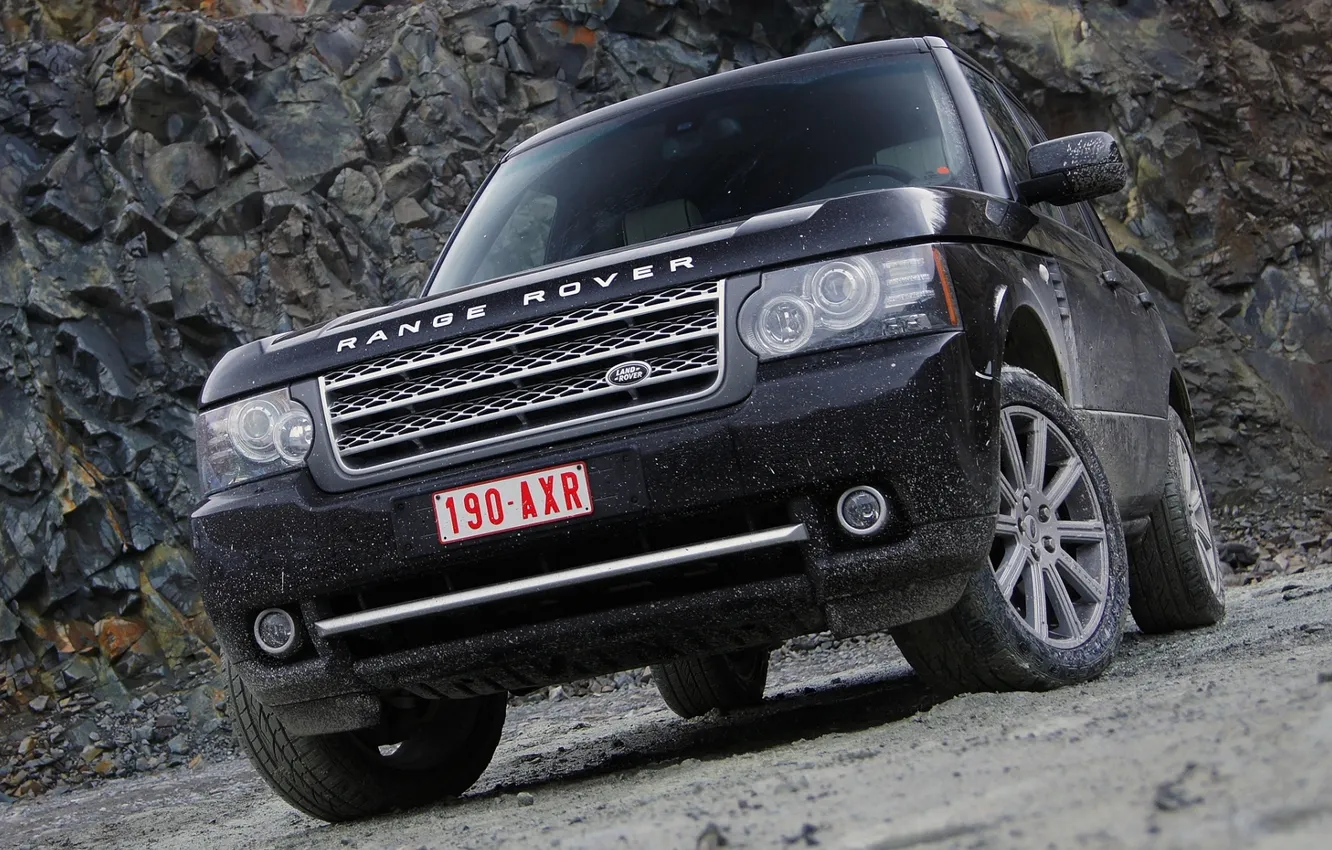 Photo wallpaper black, Land Rover, Range Rover, the front, Land Rover, Range Rover, Supercharged, Supercharged