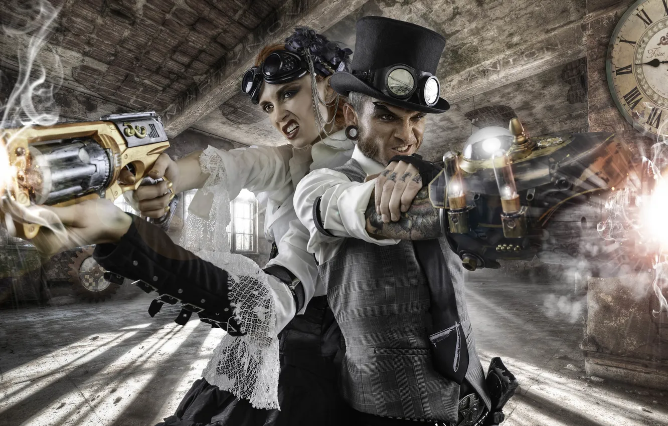 Photo wallpaper weapons, background, people