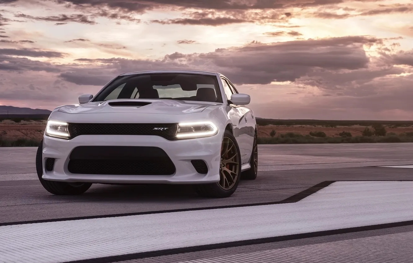 Photo wallpaper the sky, background, Dodge, Dodge, Charger, the front, Hellcat, SRT