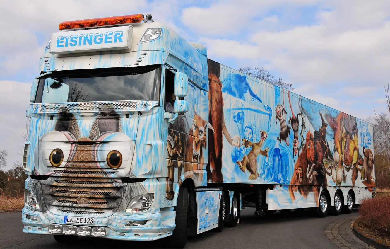 Photo wallpaper road, ice age, lorry