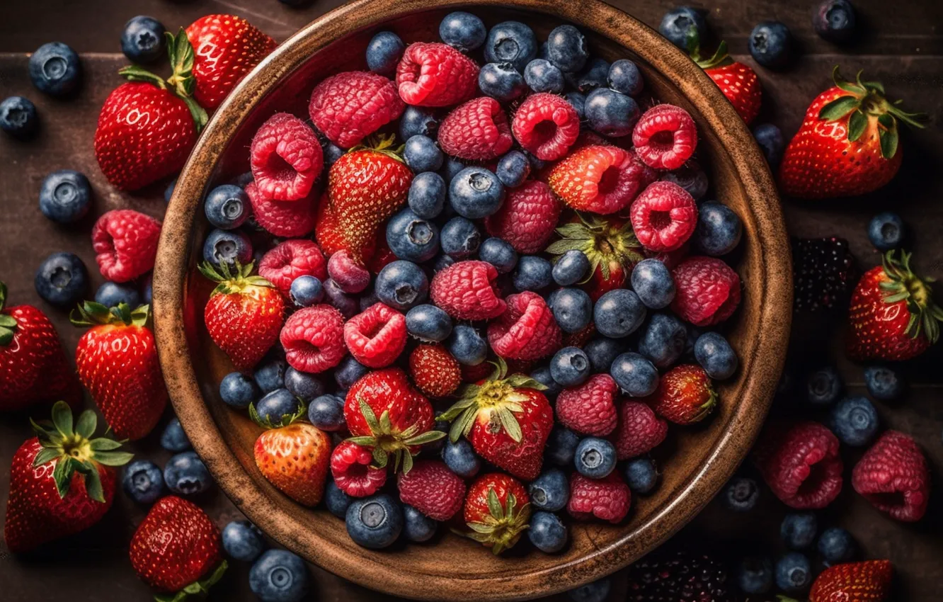 Photo wallpaper berries, food, fruit, different, a lot, juicy, delicious, cuts