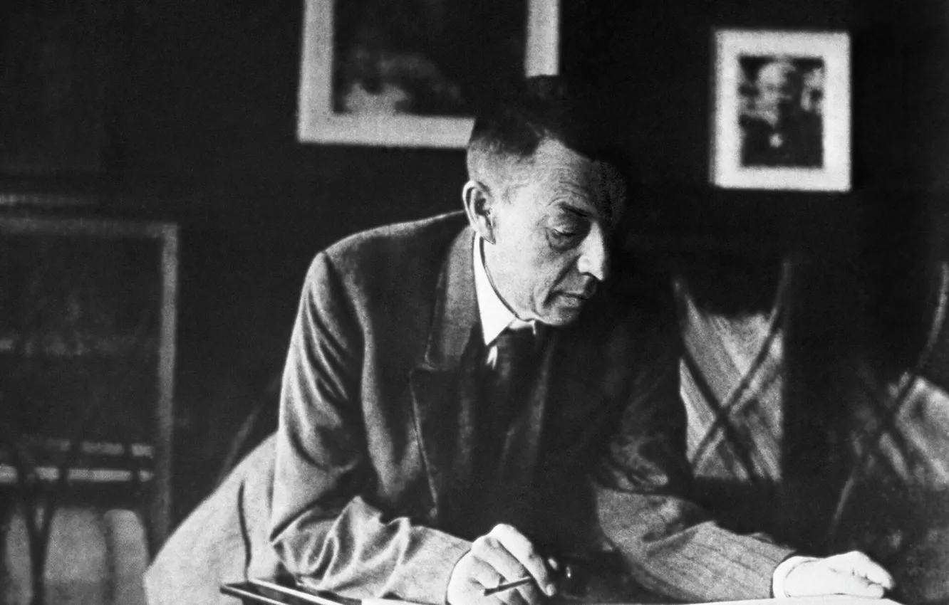 Photo wallpaper pose, is, virtuoso pianist, Sergey Rachmaninoff, Sergey Vasilyevich Rachmaninov, recording notes