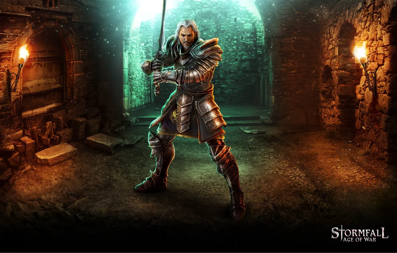 Photo wallpaper sword, game, armor, ken, warrior, balde, Storm case, Stormfall: Age Of War