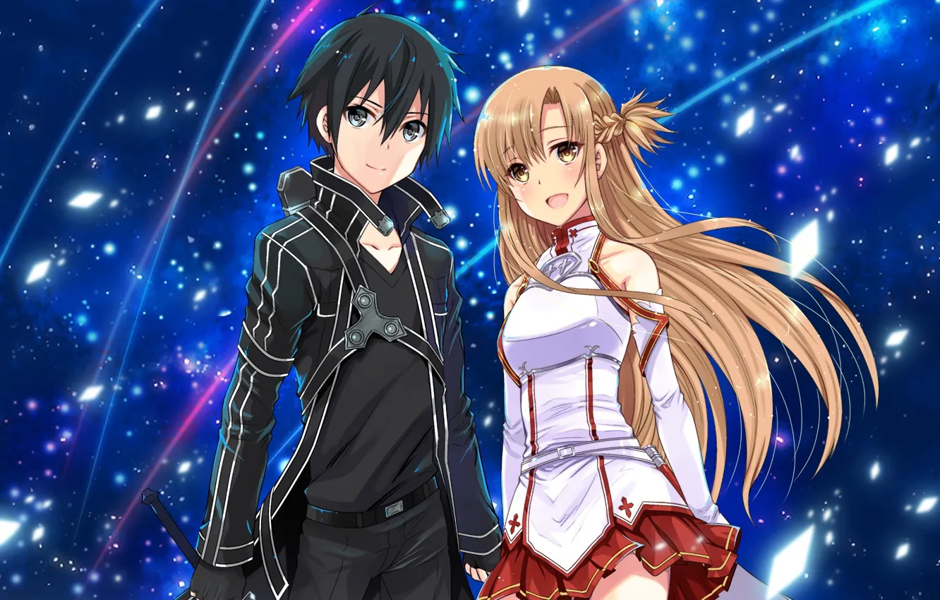 Photo wallpaper look, Shine, anime, sequins, art, guy, sword art online, sword art online