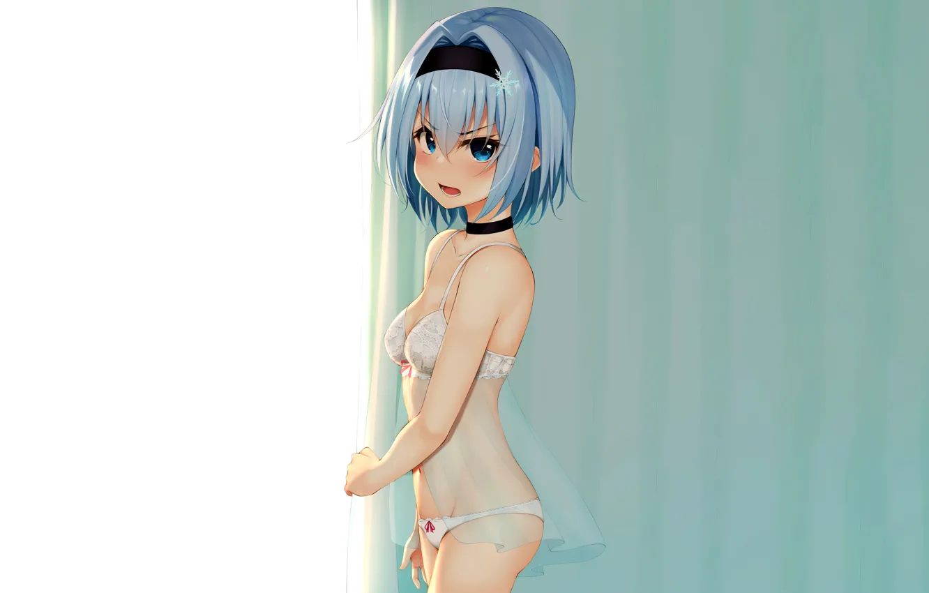 Photo wallpaper girl, sexy, lingerie, bra, cleavage, panties, boobs, anime