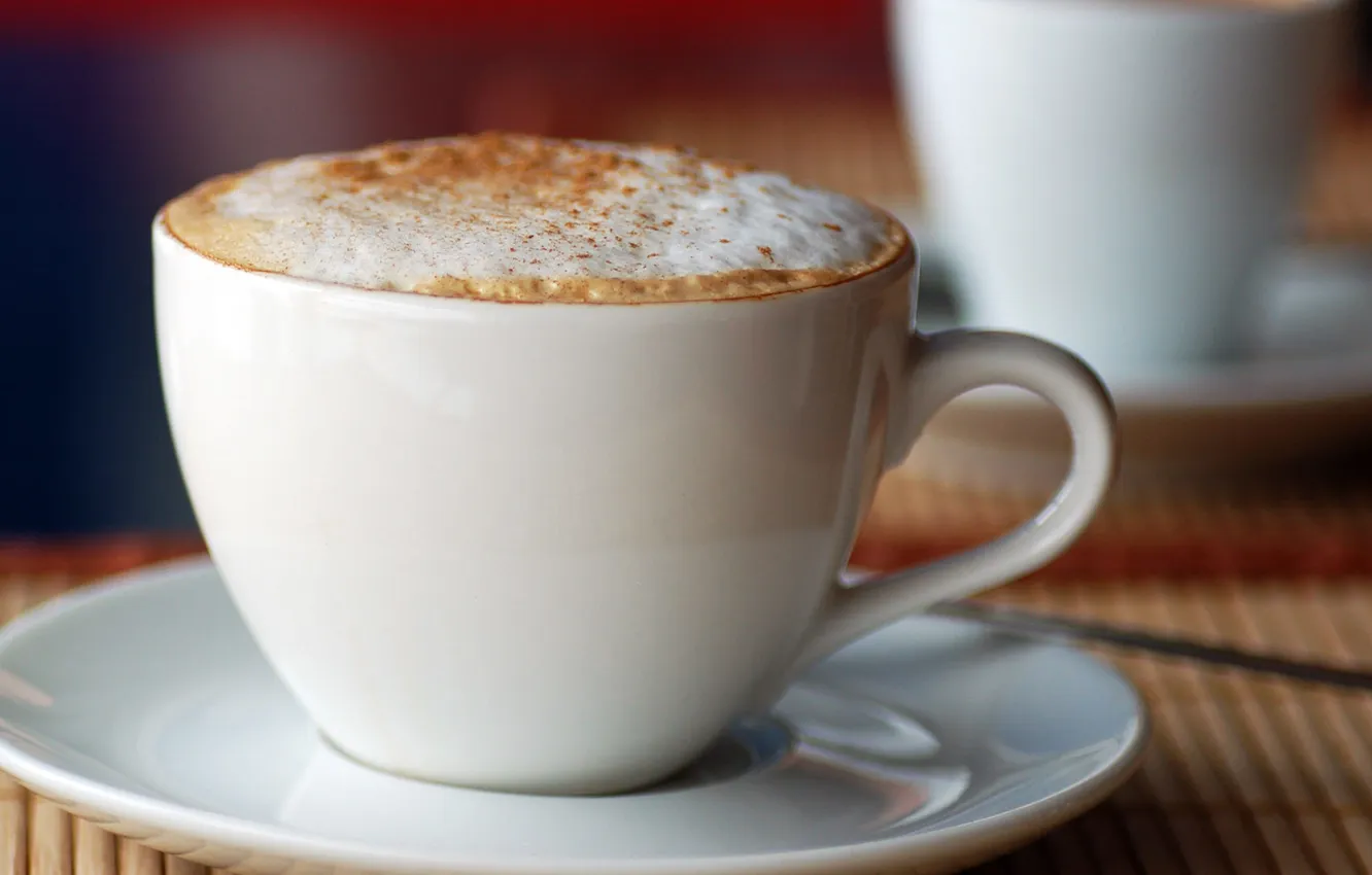 Photo wallpaper coffee, Cup, cappuccino, foam