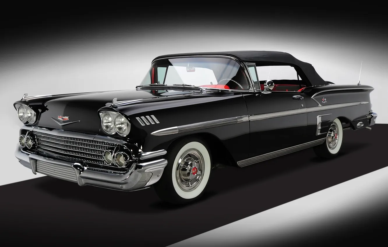 Photo wallpaper Chevrolet, Chevrolet, Bel Air, Impala, Convertible, 1958, 348, classic.the front