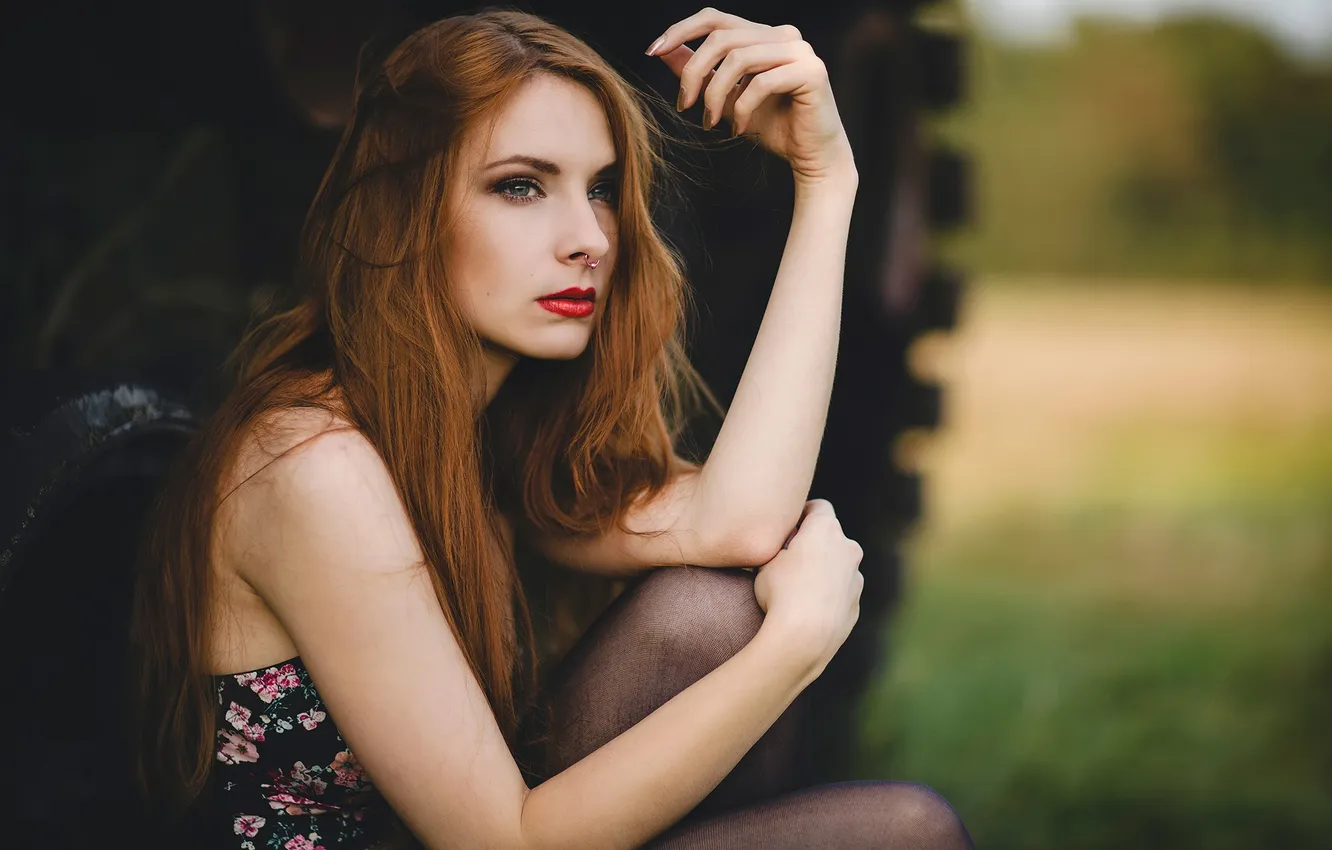 Photo wallpaper portrait, makeup, piercing, Florian Seelmann, Cintia