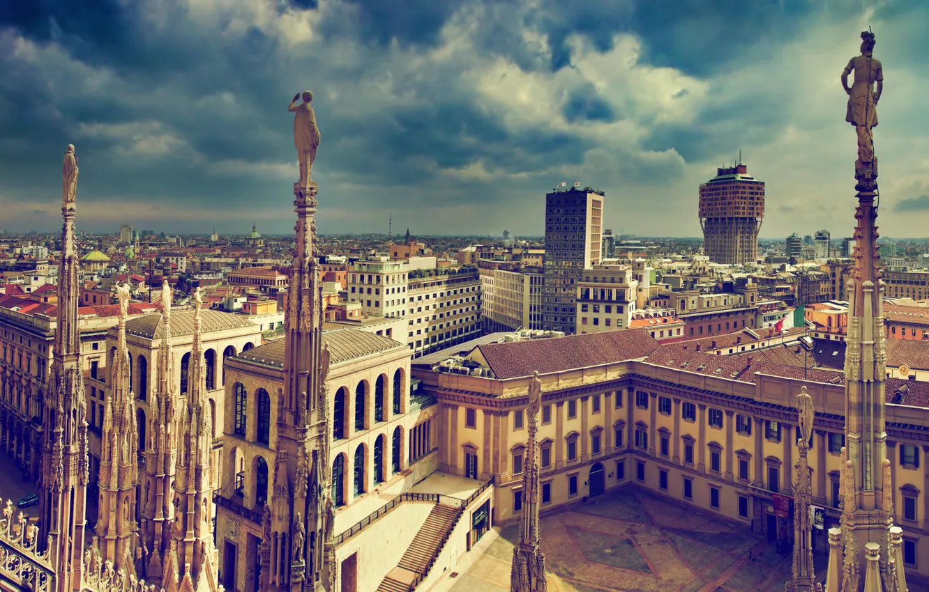 Photo wallpaper the city, home, area, Cathedral, Milan