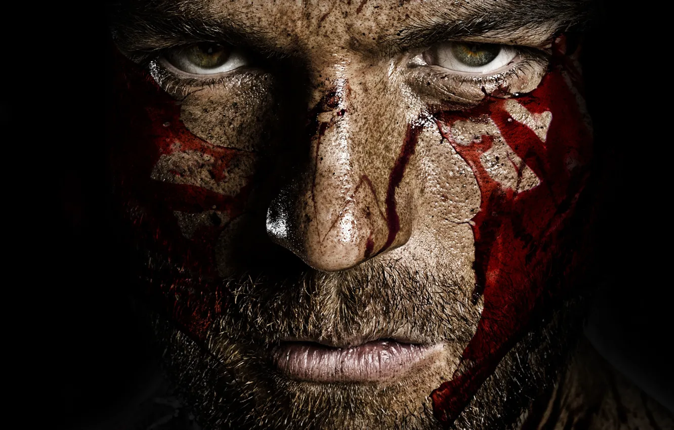 Photo wallpaper eyes, look, blood, man, Spartacus, LIAM McINTYRE, Spartacus