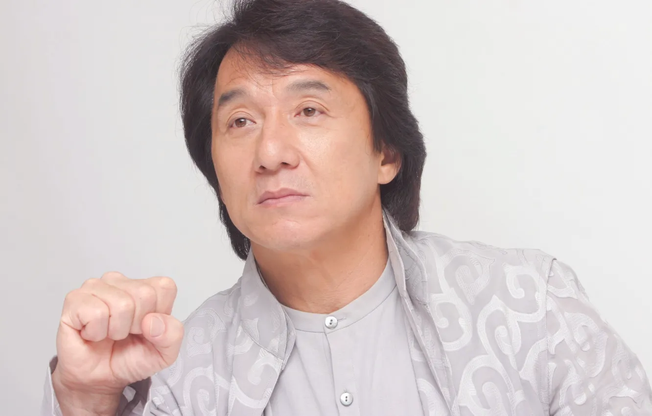 Photo wallpaper look, pose, jacket, actor, fist, Jackie Chan, Jackie Chan