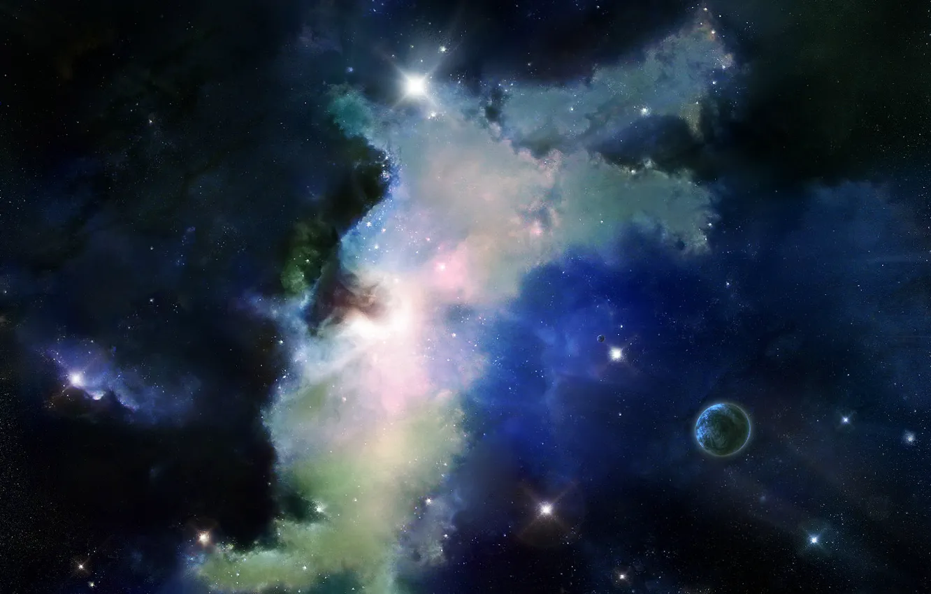 Photo wallpaper stars, planet, accumulation, maisonny gas