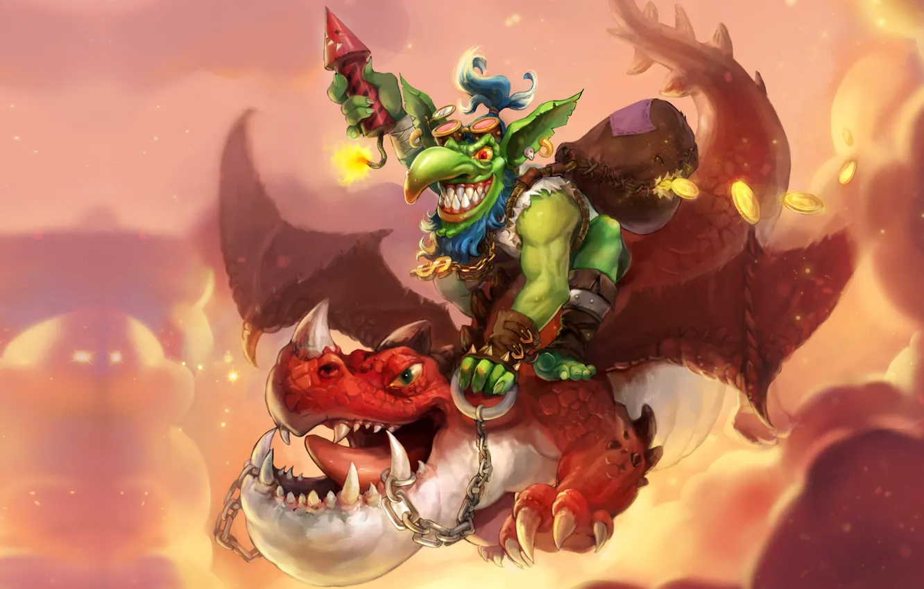 Photo wallpaper flight, dragon, fantasy, art, Goblin, goblin, A-YOUN KIM