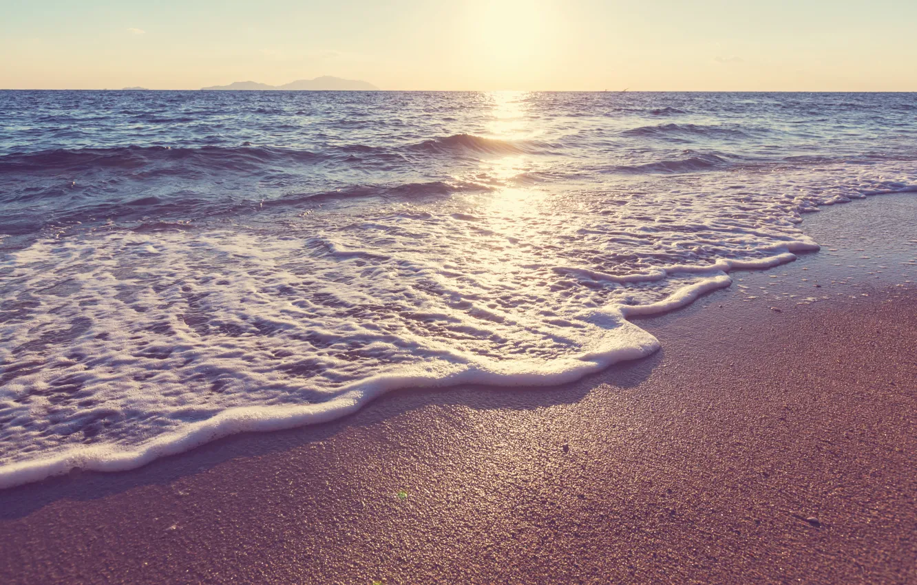 Photo wallpaper sand, sea, beach, sunset, shore, beach, sea, sunset