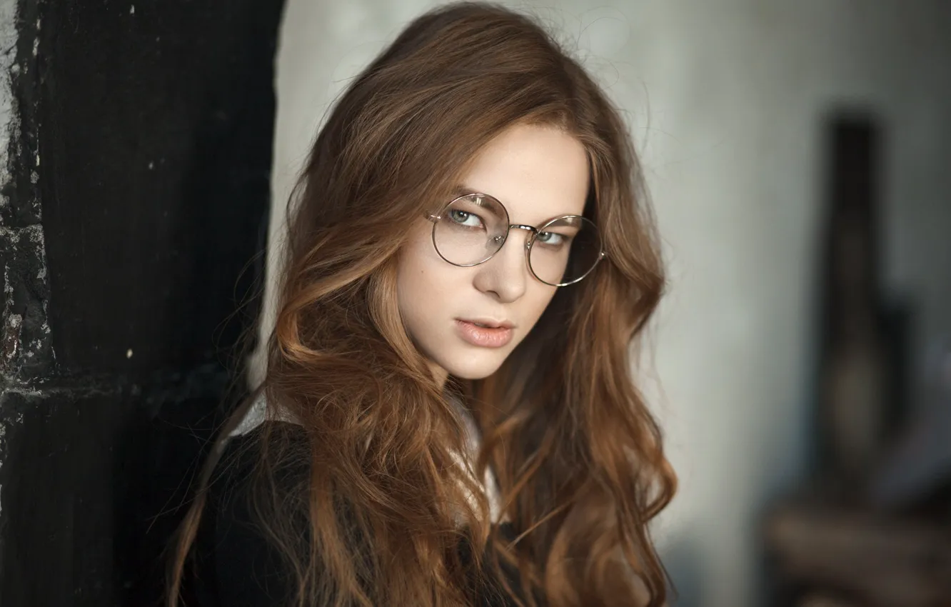 Photo wallpaper girl, portrait, glasses, Kateryna Tkachenko