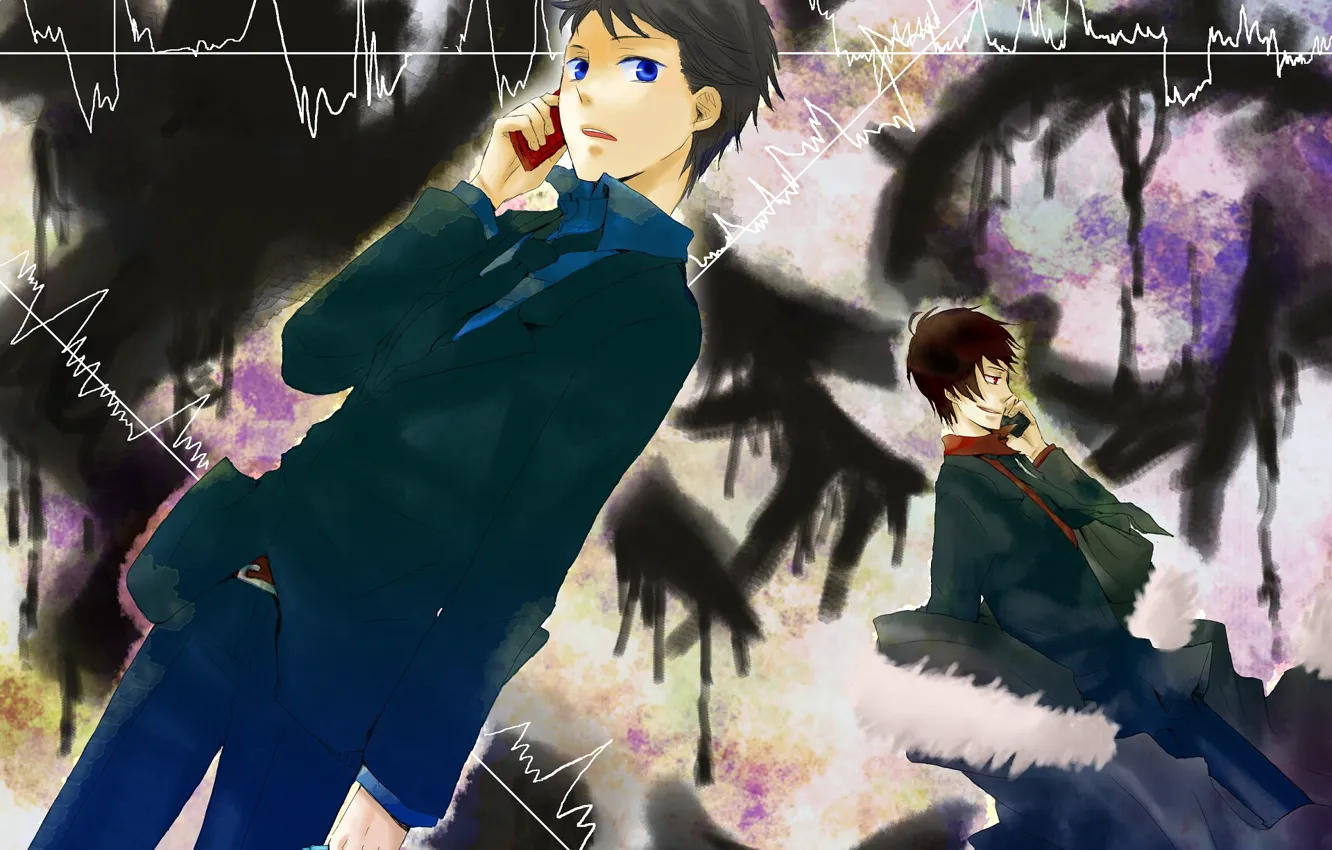 Photo wallpaper call, Durarara, Durarara, Of Izaya Orihara, Mikado Ryugamine