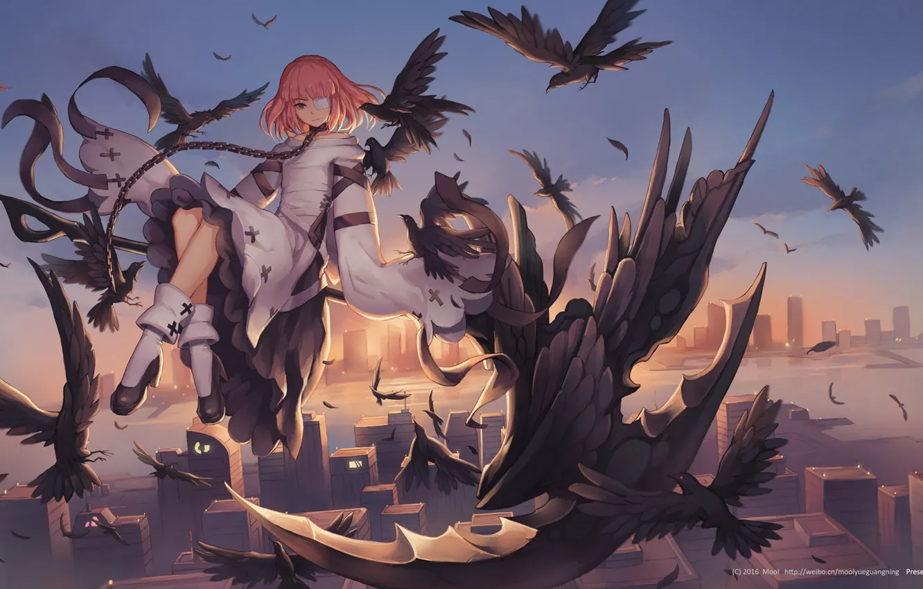 Photo wallpaper birds, anime, art, crows, Forever 7th Capital