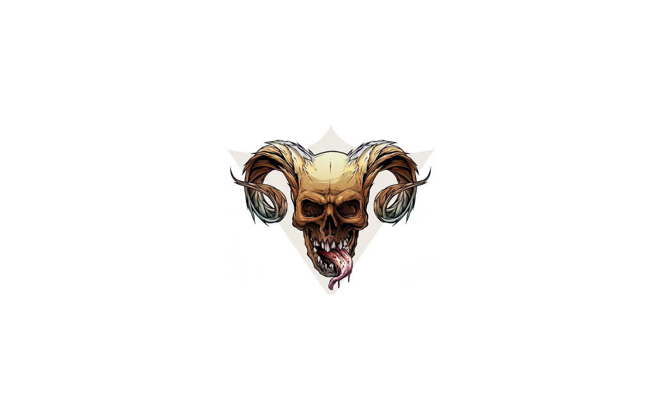 Photo wallpaper skull, white background, horns, gb_art