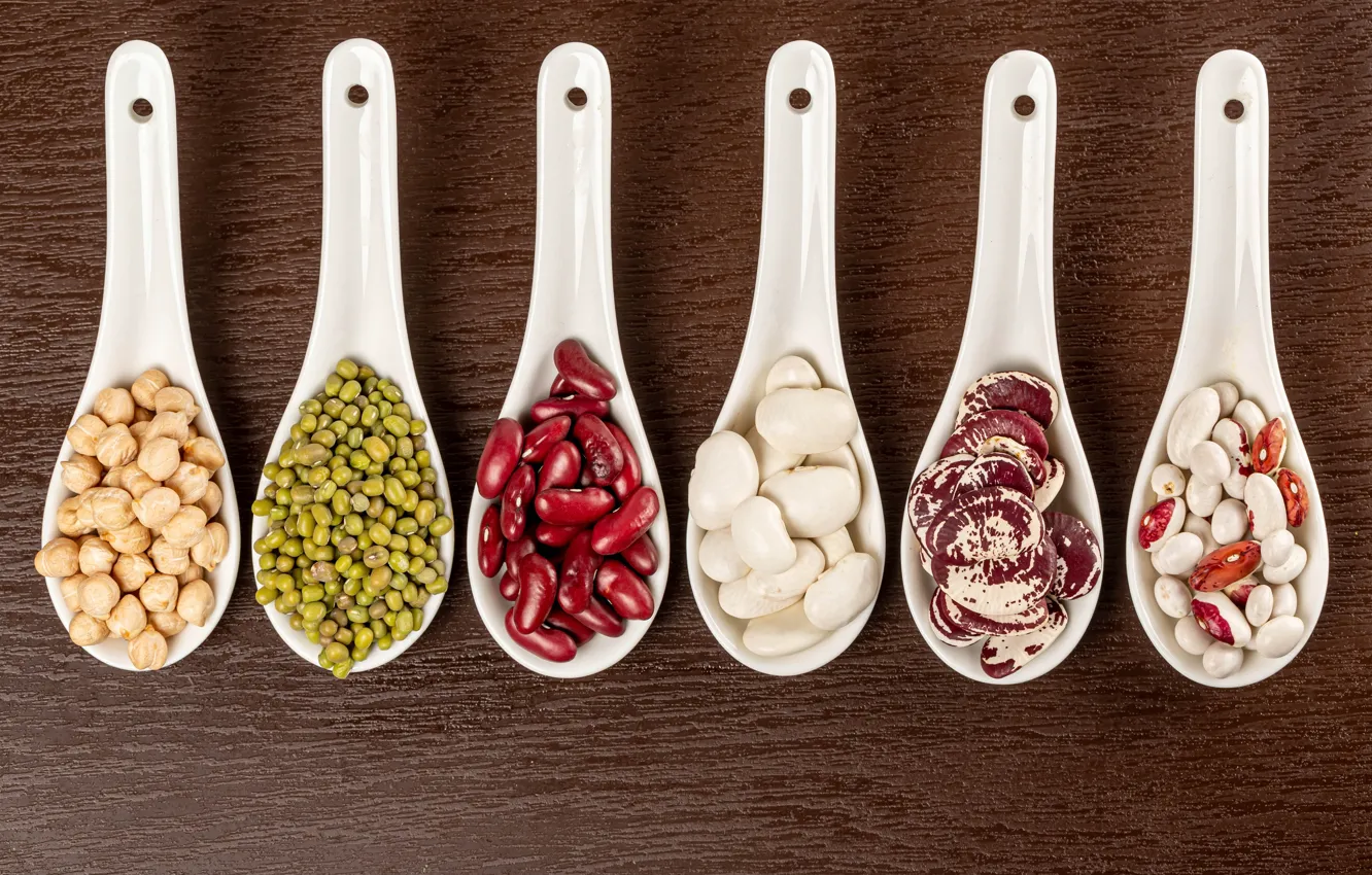 Photo wallpaper photo, food, grain, polka dot, spoon, beans, beans