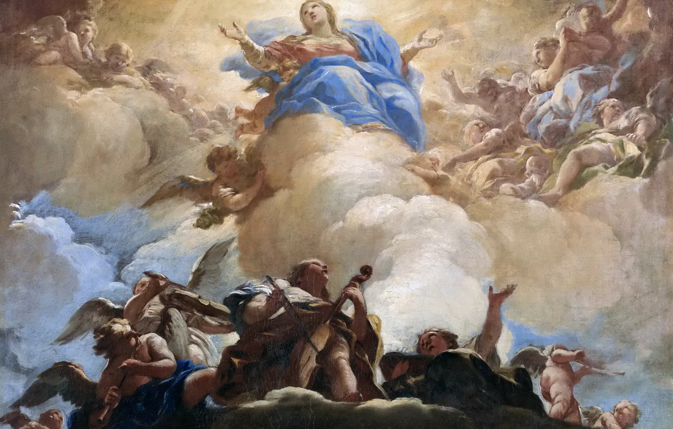 Photo wallpaper picture, religion, genre, Luca Giordano, The Assumption Of The Virgin Mary