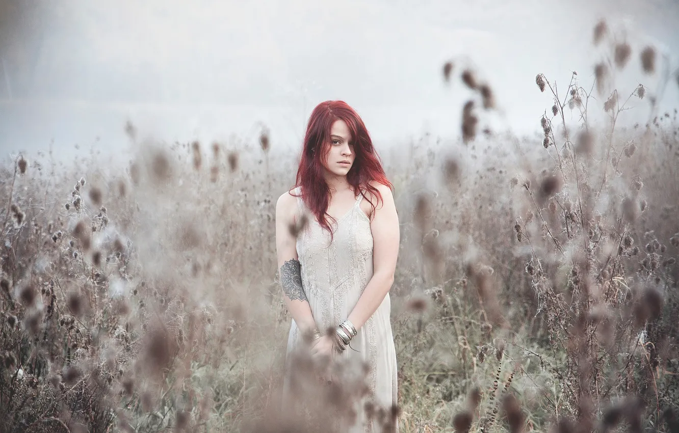 Photo wallpaper look, tattoo, redhead, Lorène