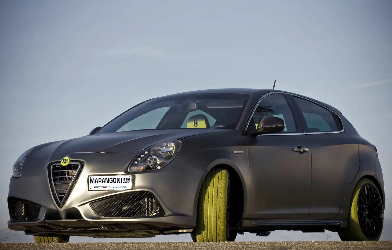 Photo wallpaper auto, green, wheel, tires, Alfa Romeo, Romeo, Alpha, Juliet