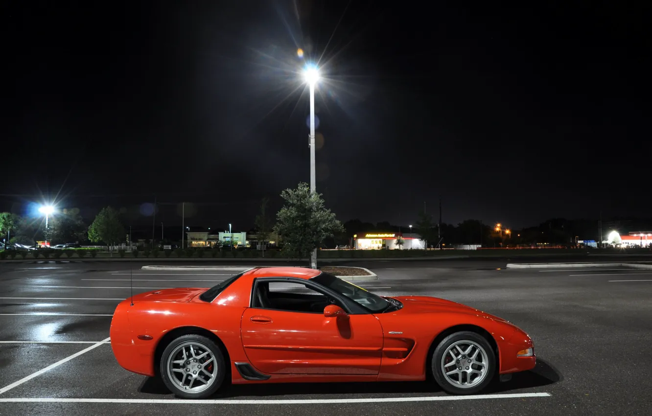 Photo wallpaper corvette, auto, night, sport car