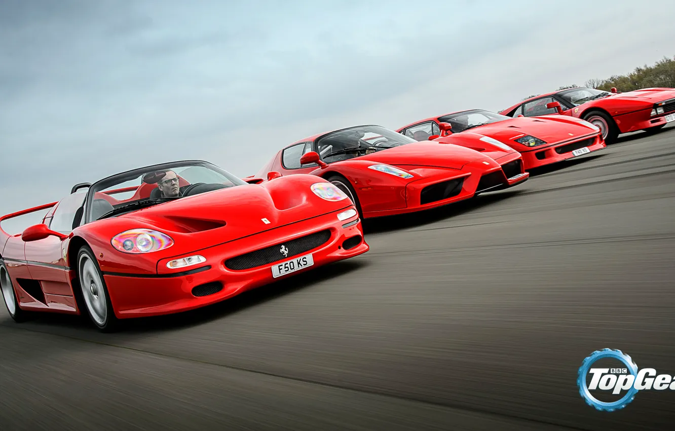 Photo wallpaper Top Gear, Ferrari, Red, F40, Enzo, Speed, Front, Supercars