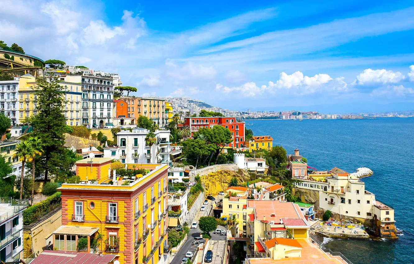 Photo wallpaper sea, home, Italy, Naples
