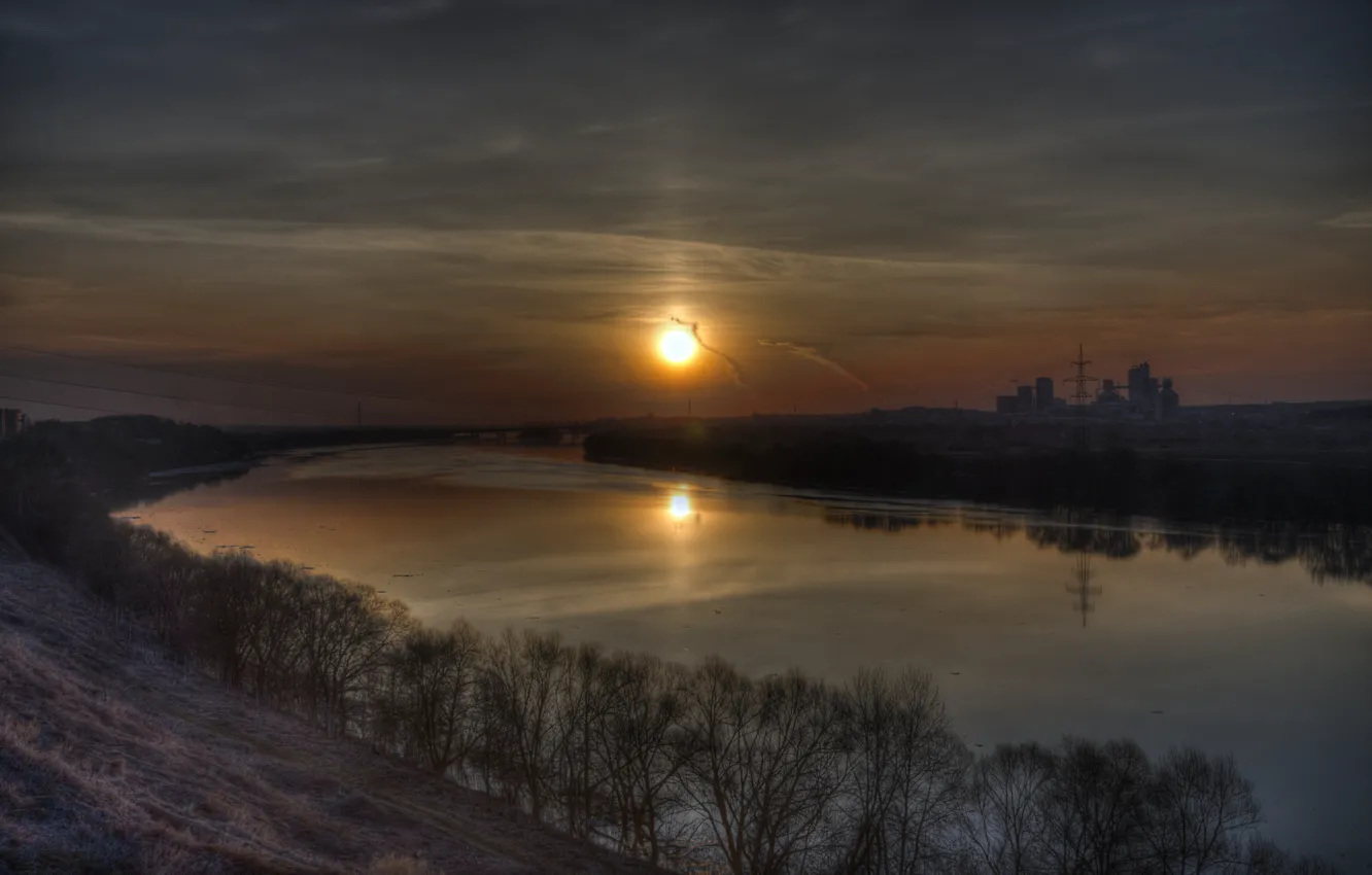 Photo wallpaper dawn, HDR, River