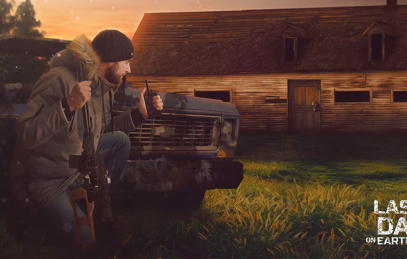 Photo wallpaper weapons, home, gun, house, forest, man, survival, apocalypse