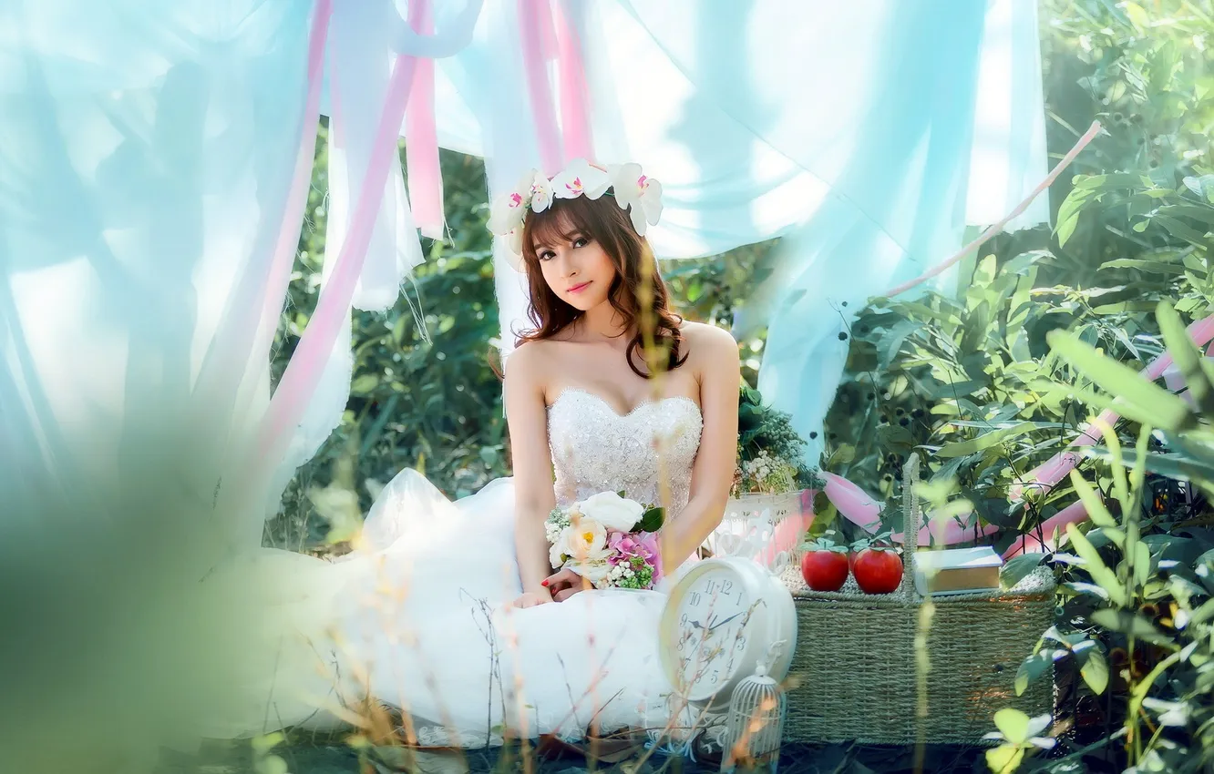 Photo wallpaper girl, pose, Asian