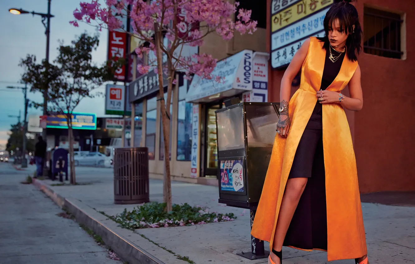 Photo wallpaper street, actress, brunette, tattoo, hairstyle, photographer, outfit, singer