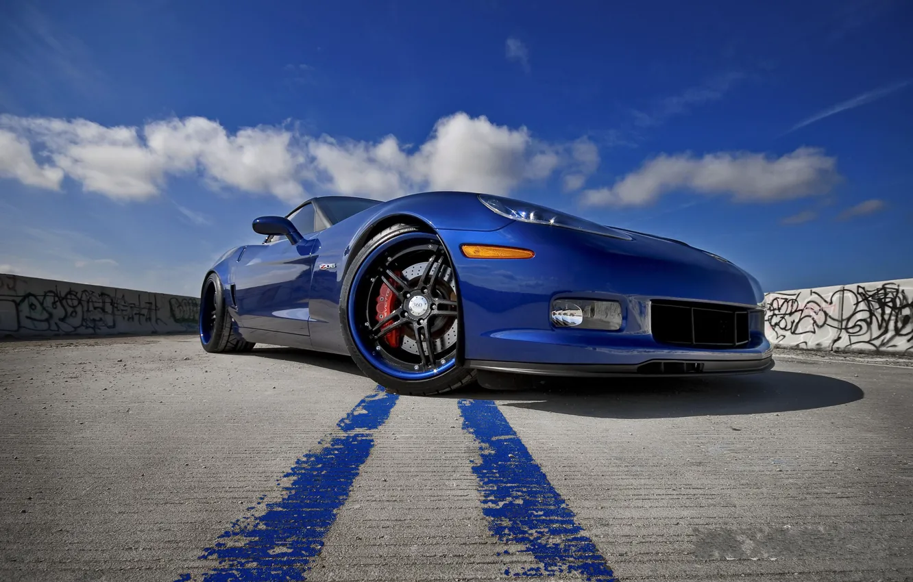 Photo wallpaper blue, Z06, Corvette, Chevrolet