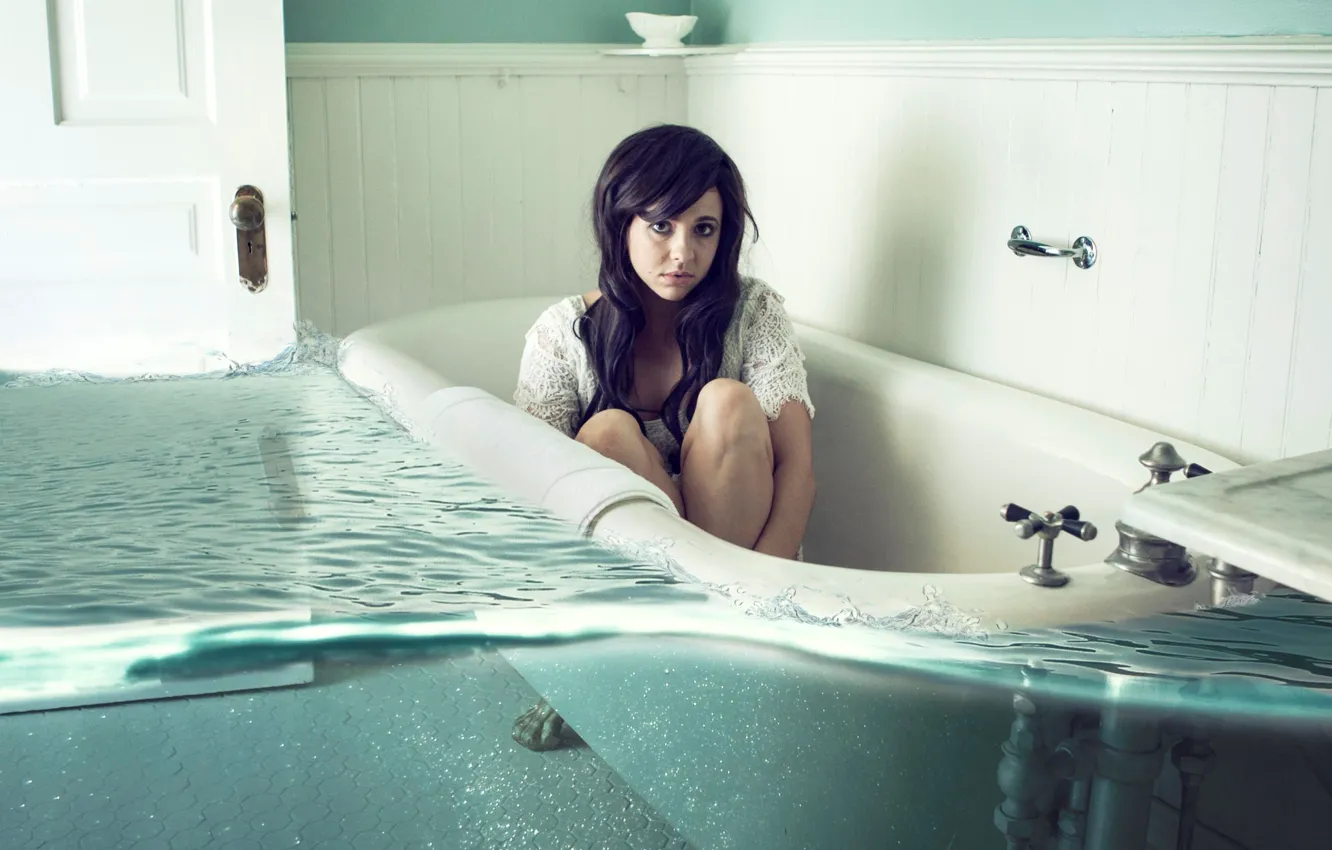 Photo wallpaper water, girl, bath
