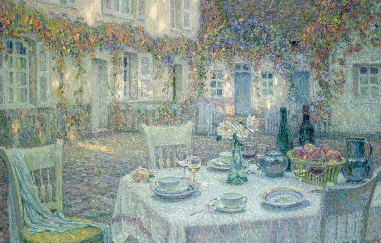 Photo wallpaper house, table, picture, yard, serving, Breakfast, Henry Le Sedane Products, Henri Le Sidane