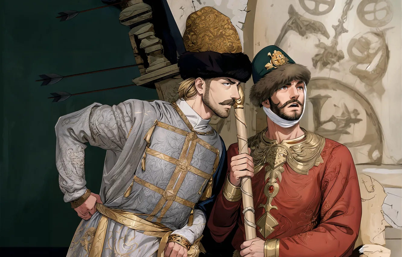 Photo wallpaper fiction, king, art, USSR, two, Comedy, 1973, digital art